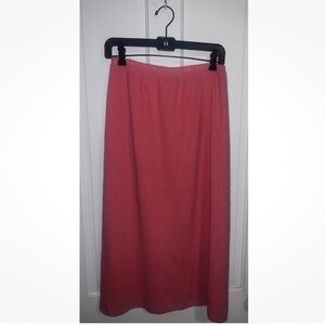 Vintage 60s Mod Angora Wool Coral Pink L Midi Sweater Skirt Sebastian Italy M L